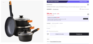 Bateria de cocina de 7 piezas San Ignacio Energy por 54.39€ (Cuenta Nueva 42.39€)