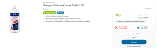 Shampoo Folicure Control Caída 1.15L por $46 en Sam's Club