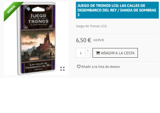 Juego de Tronos LCG: Las calles de Desembarco del Rey - Danza de Sombras 3 por 6.5€