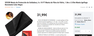 Manta de Fibra de Vidrio protección de soldadura por 26,99€