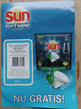 Gratis Sun optimum vaatwastabletten dmv barcode bij Albert Heijn