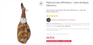 Paleta de Cebo 50% Ibérico de Salamanca por 44,95€