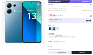 Movil Xiaomi Redmi Note 13 4G 8GB+128GB por 139.1€ (Cuenta Nueva 127.1€)