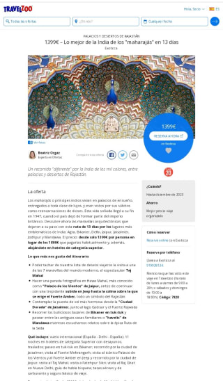 La India 13 días por 1399€ por persona.