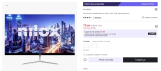 Monitor Nilox NXM24FHD01 24" LED FullHD 75Hz por 75.86€ (Cuenta Nueva 63.86€)