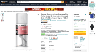 3x Babaria - Desodorante en Spray Pies 150 Ml por 4,50€