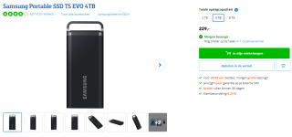 Samsung Portable T5 EVO 4TB Externe SSD voor €229 bij Coolblue