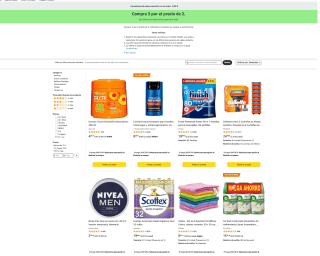 3X2 Selección de produtos Limpieza e higiene en Amazon