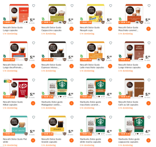 Dolce Gusto 3 pakken (vele keuzes) voor 9,99 euro