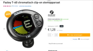 Fazley T-60 chromatisch clip-on stemapparaat voor €1,28 bij bax-shop