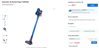 Aspirador de Escoba Fagor FGE5562. Por 99€