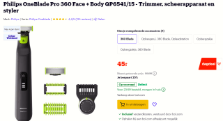 PHILIPS QP6541/15 OneBlade Pro 360 voor €45 bij Bol.com