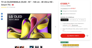 TV OLED 55 pulgadas LG OLED55B36LA + CASHBACK 150€ por 994€