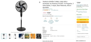 Ventilador Taurus Turbo 1000 España VER.II por $399 | Amazon