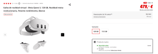 Gafas de realidad virtual Meta Quest 3, 128 GB por 479€ (newsletter por 469€)