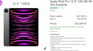 iPad Pro 12.9" 128 GB WI-FI por $18299