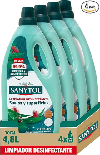 Pack 4 botellas Sanytol Desinfectante Limpiahogar 1.200ml por 9,56€