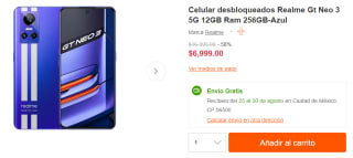 Realme GT Neo 3 5G 256GB por $6,999 en Linio