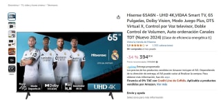 Smart TV, 65 Pulgadas marca Hisense 65A6N - UHD 4K,VIDAA por 394€