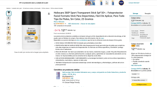 Heliocare 360º Sport Transparent Stick Spf 50+.- Fotoprotector Facial Formato Stick por solo 12,02€