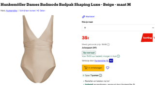 Hunkemöller Dames Badmode Badpak Shaping Luxe voor €35 bij Bol