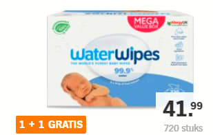 Alle WaterWipes Babydoekjes 1+1 gratis bij de AH