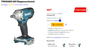 Makita TW202DZ 18 V Slagmoersleutel voor €35,45 bij Bol