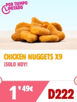 Burger King 9 Chicken Nuggets por solo 1,49€