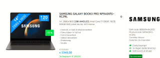 Samsung Galaxy Book3 Pro (14", i7, 16GB, 512B SSD, Qwerty) voor €1349