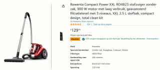 Rowenta Compact Power XXL RO4B23 stofzuiger zonder zak - voor €79,99 na cashback via AMazon