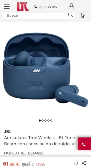 Recopilación Auriculares True Wireless JBL Tune Beam por 61,58€.