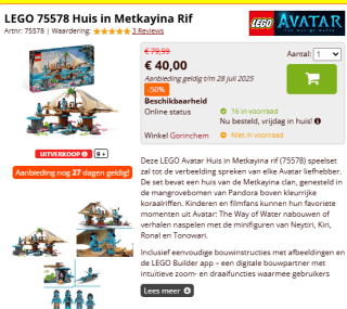 LEGO® Avatar 75578 huis in Metkayina rif voor €40 bij Brickshop
