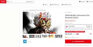 Jogo: Dragon Ball Xenoverse 2 para Nintendo Switch - R$ 35,92