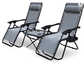 VOUNOT Set de 2 Tumbona Jardín Exterior Plegable con Mesa Auxiliar Portavasos por 98,69€