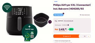 Philips Airfryer XXL Connected 5000 serie - HD9285/93 incl. bakvorm voor €129,95 na cashback bij ibood
