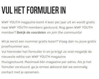 Gratis WWF Youth magazine proefnummer