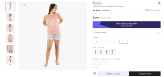 2ud Pijama Corto de Mujer 100% Algodón Tramas por 10,49€