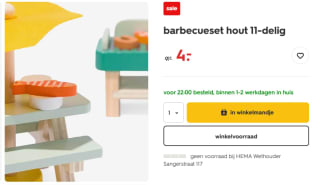 Houten speelgoed barbecuesett 11-delig voor €4 bij de Hema