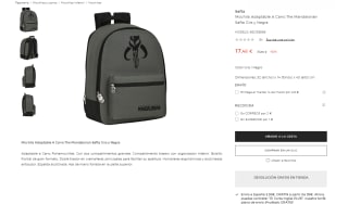 Mochila adaptable a carro marca Safta modelo Star Wars The Mandalorian por 17,48€