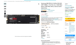 Samsung 980 PRO M.2 NVMe SSD por solo 77,99€