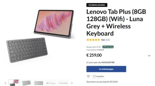 Lenovo Tab Plus (8GB/128GB) + Wireless Keyboard voor €259 via Lenovo