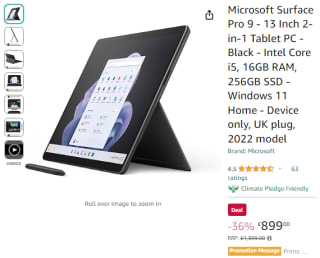 Receive a Microsoft Surface Pro 9 sold at Amazon for £899