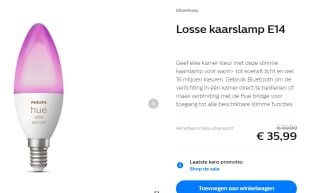 Philips Lighting Hue LED-lamp voor €35,99 bij Philips-hue