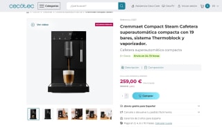 Cafetera marca Cecotec Cremmaet Compact Steam 19 bares por 259€