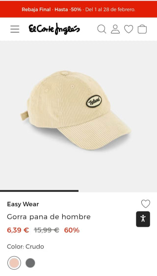 Easy Wear Gorra de pana de hombre por 6,39€.