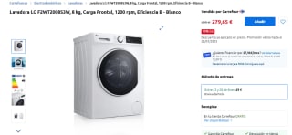 Lavadora LG F2WT2008S3W, 8 kg, Carga Frontal, 1200 rpm por 279,65€