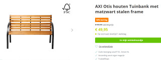 AXI Otis houten Tuinbank met matzwart stalen frame voor €49,50 bijToysandgarden