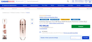 Perfume Feminino 212 VIP Rosé por Carolina Herrera de 125ml - R$ 590,00