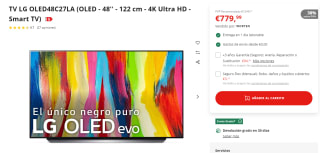 TV OLED 48" LG OLED48C27LA, OLED evo 4K, Smart TV por 779,99€