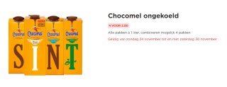 4 pakken Chocomel voor €3 bij de Plus